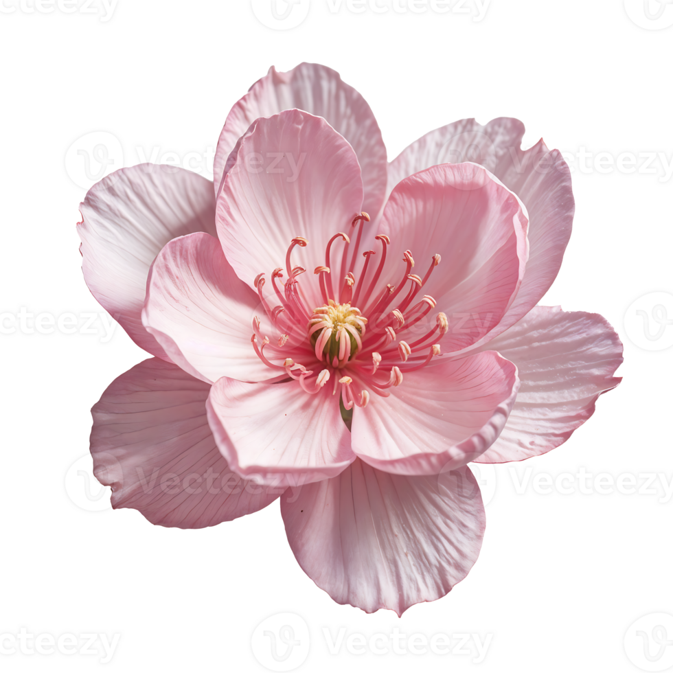 Macro Photo Of Delicate Pink Flower With Stamen png