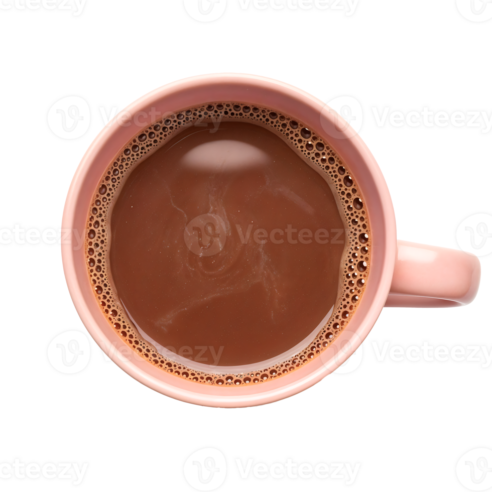 Overhead Shot of Pink Mug with Hot Chocolate png