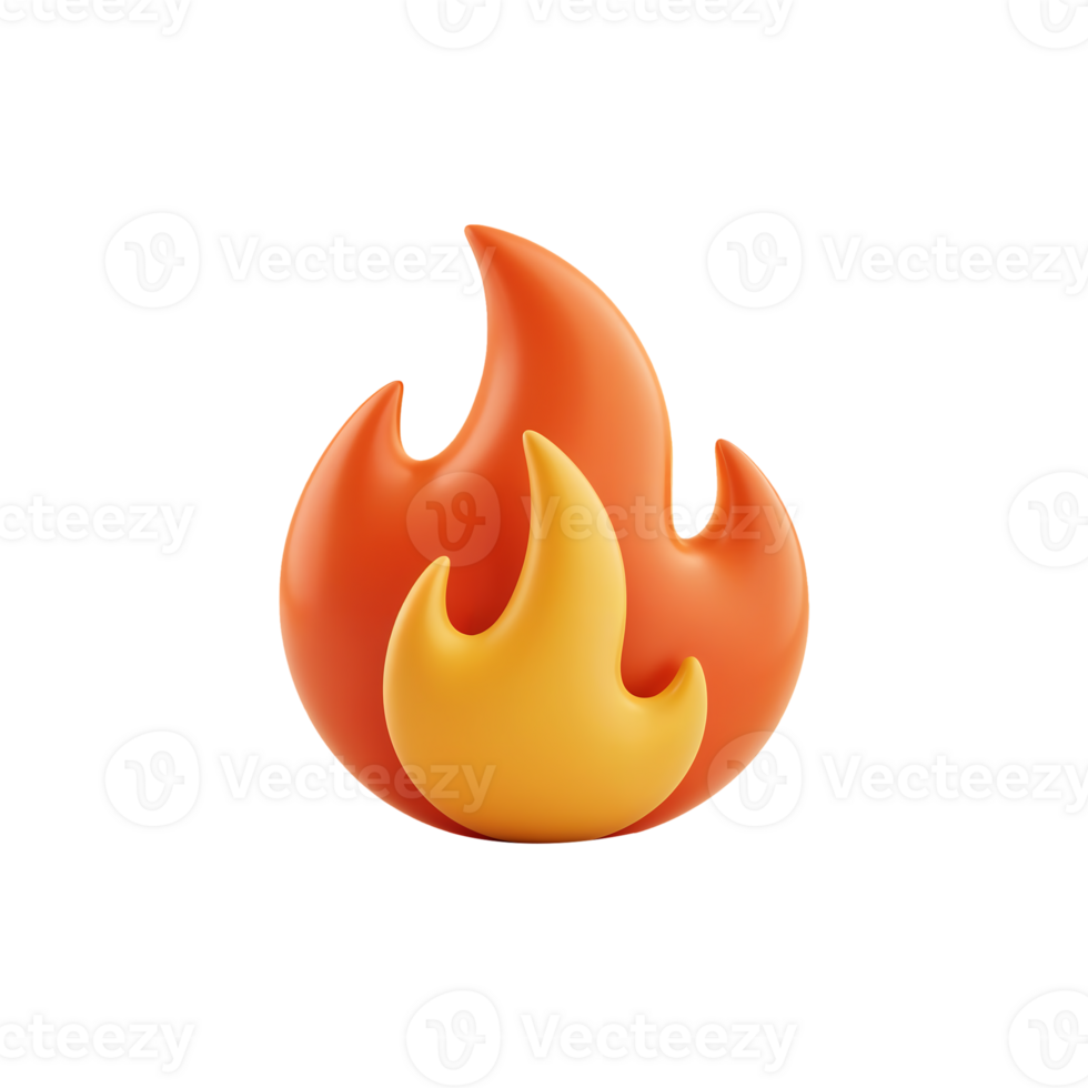 3D Fire Emoji With Glossy Gradient png