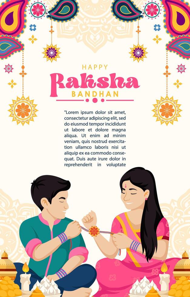 Happy Raksha Bandhan vertical background for poster vector