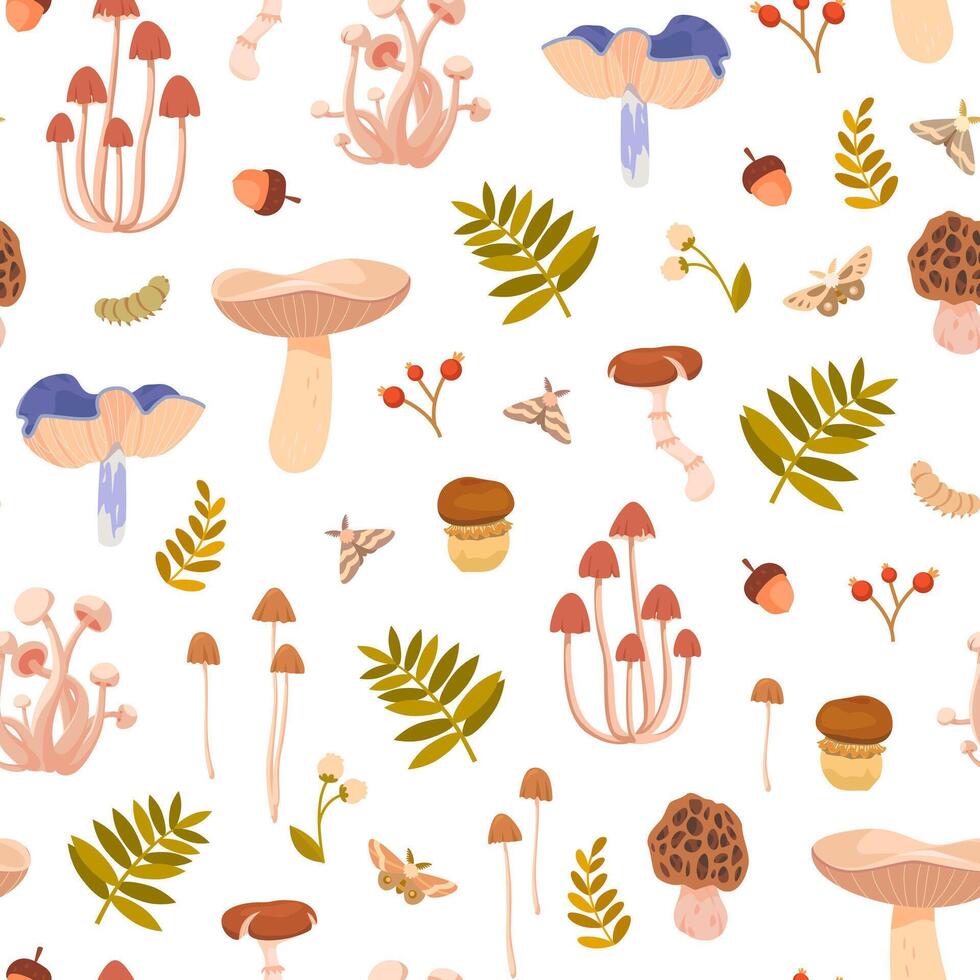 Colorful mushroom illustration pattern vector