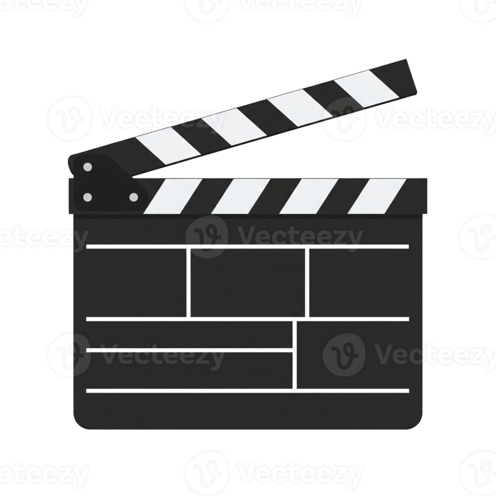 Black And White Clapperboard With Open Clapper Film Production Tool Isolated On Transparent Background png