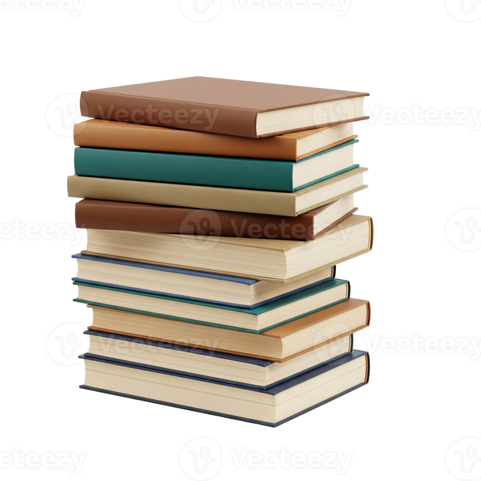 Stack Of Hardcover Books With Varied Colors And Textures Isolated On Transparent Background png