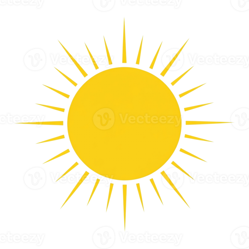 Simple Yellow Sun Icon With Radiating Rays Isolated On Transparent Background png