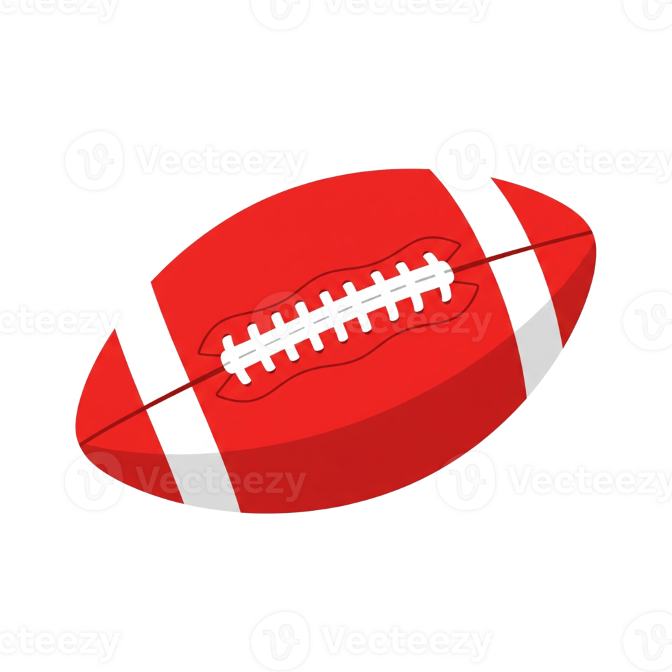 Red And White American Football With Laces Isolated On Transparent Background png