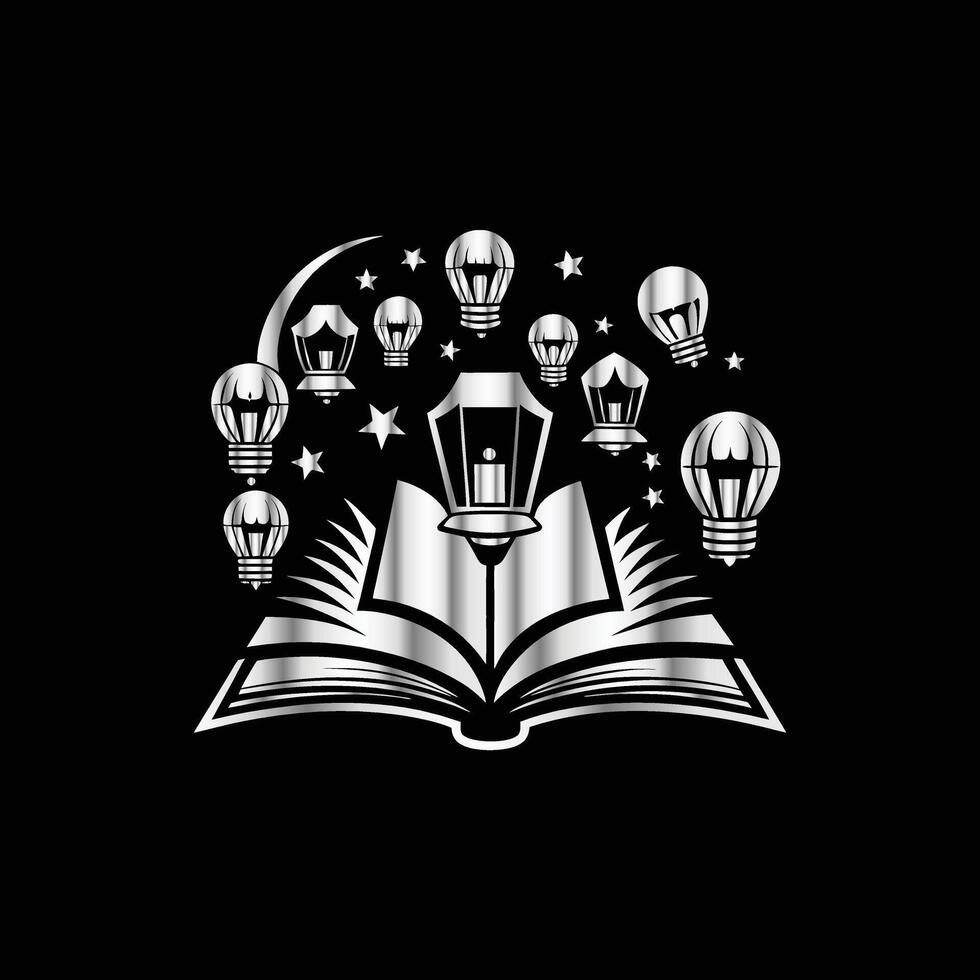 an open book with light bulbs coming out of it vector