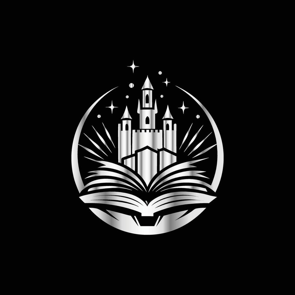 a castle with a book on top of it vector