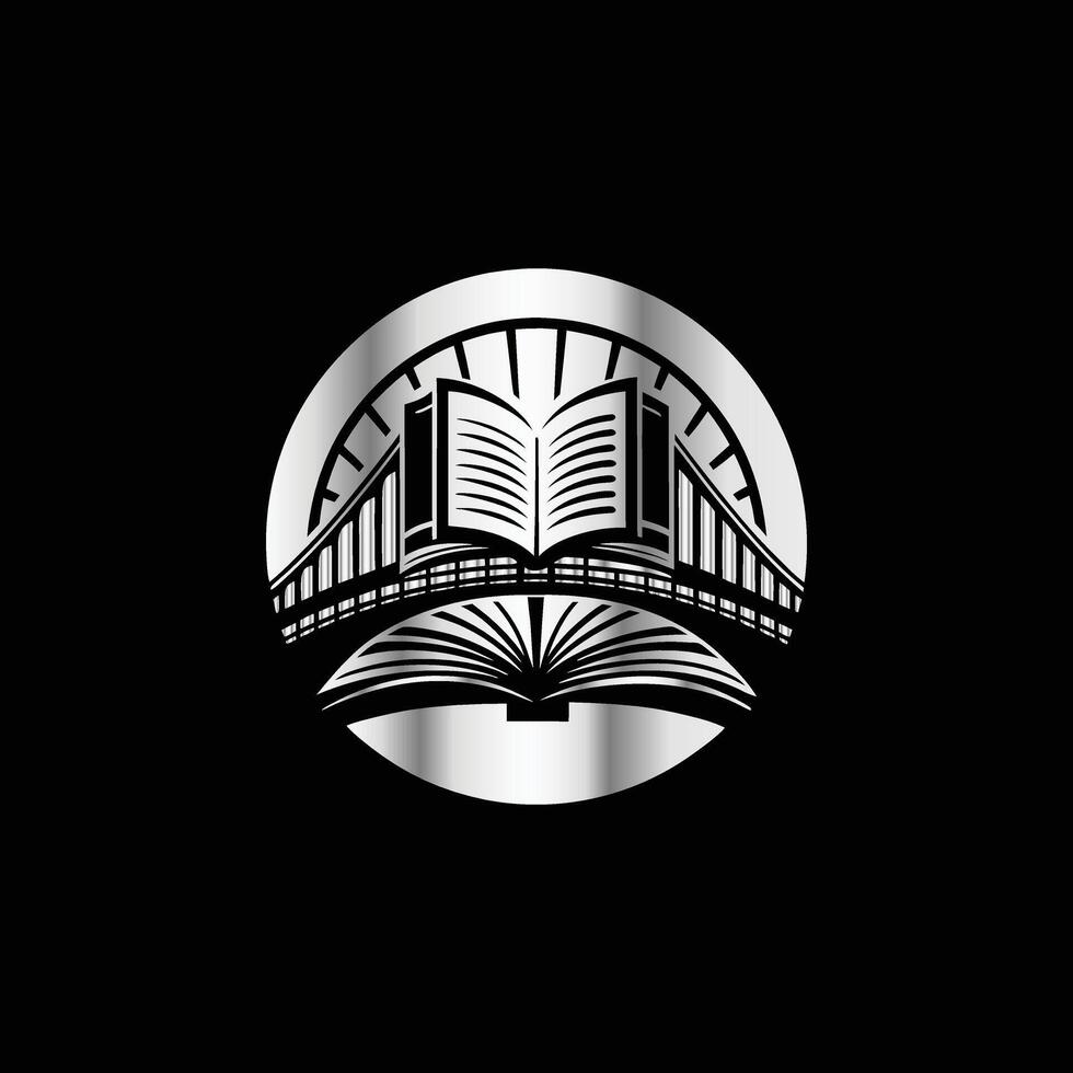 a black and white logo for a library vector