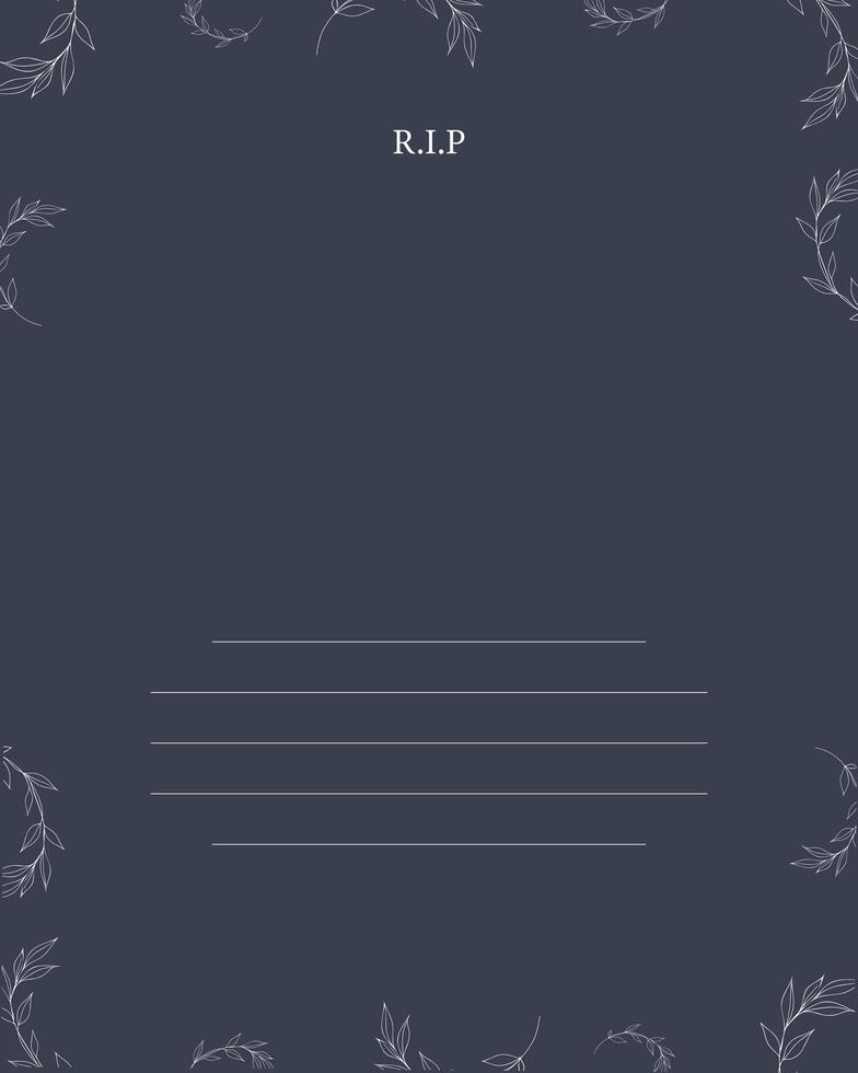 Editable Funeral Ceremony Announcement. Template. vector
