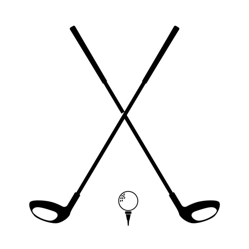 Crossed Golf Club Emblem with Golf Ball Tee Icon Illustration Silhouette vector
