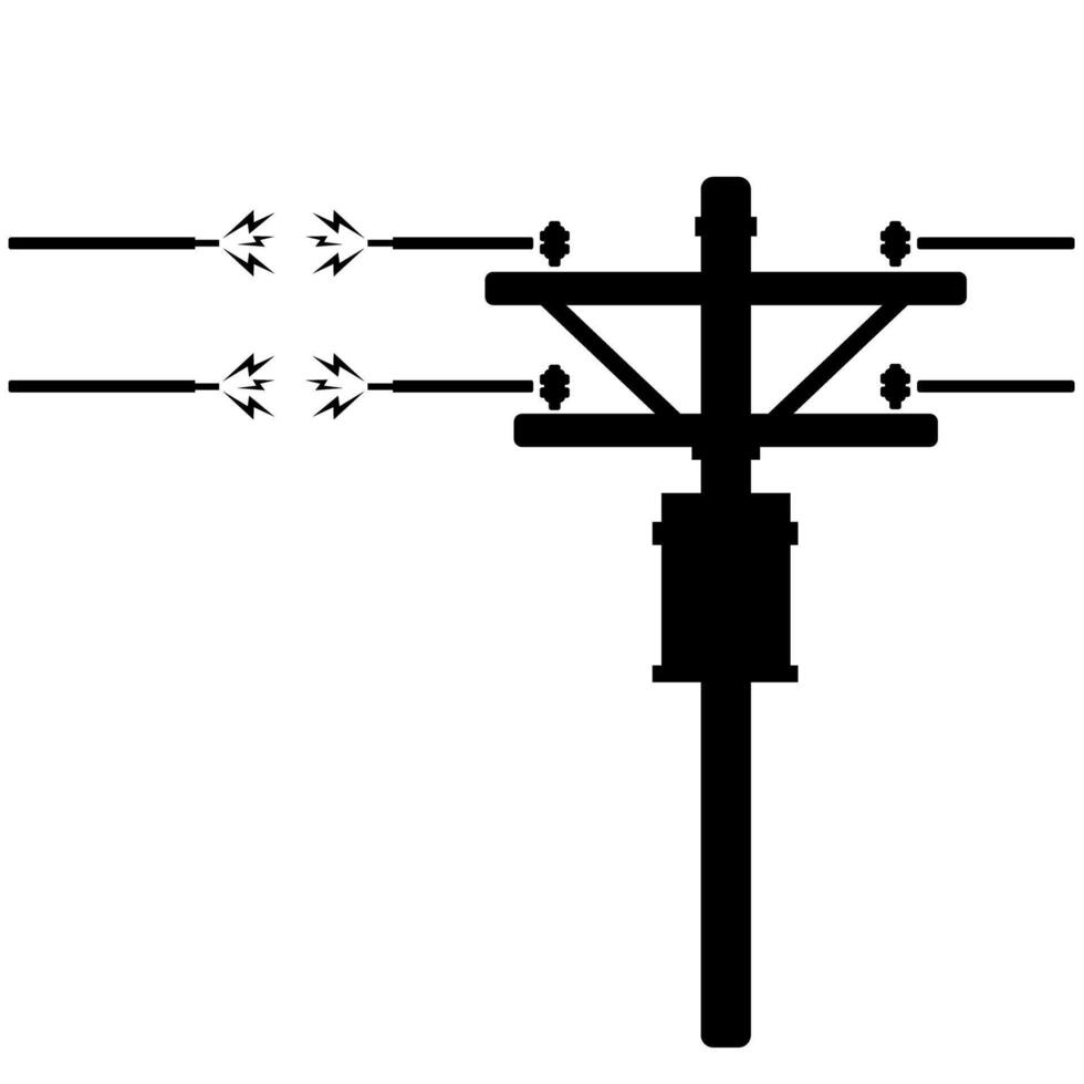 Power Cut Damaged Electricity Supply Pole Icon illustration vector