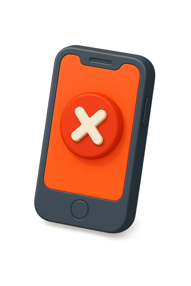 a smartphone with screen error png