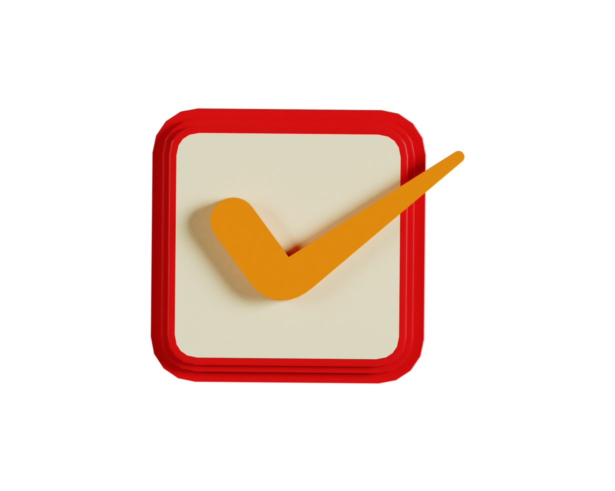 Eye catching vibrant colour checkmark 3d icon for productivity UI app png
