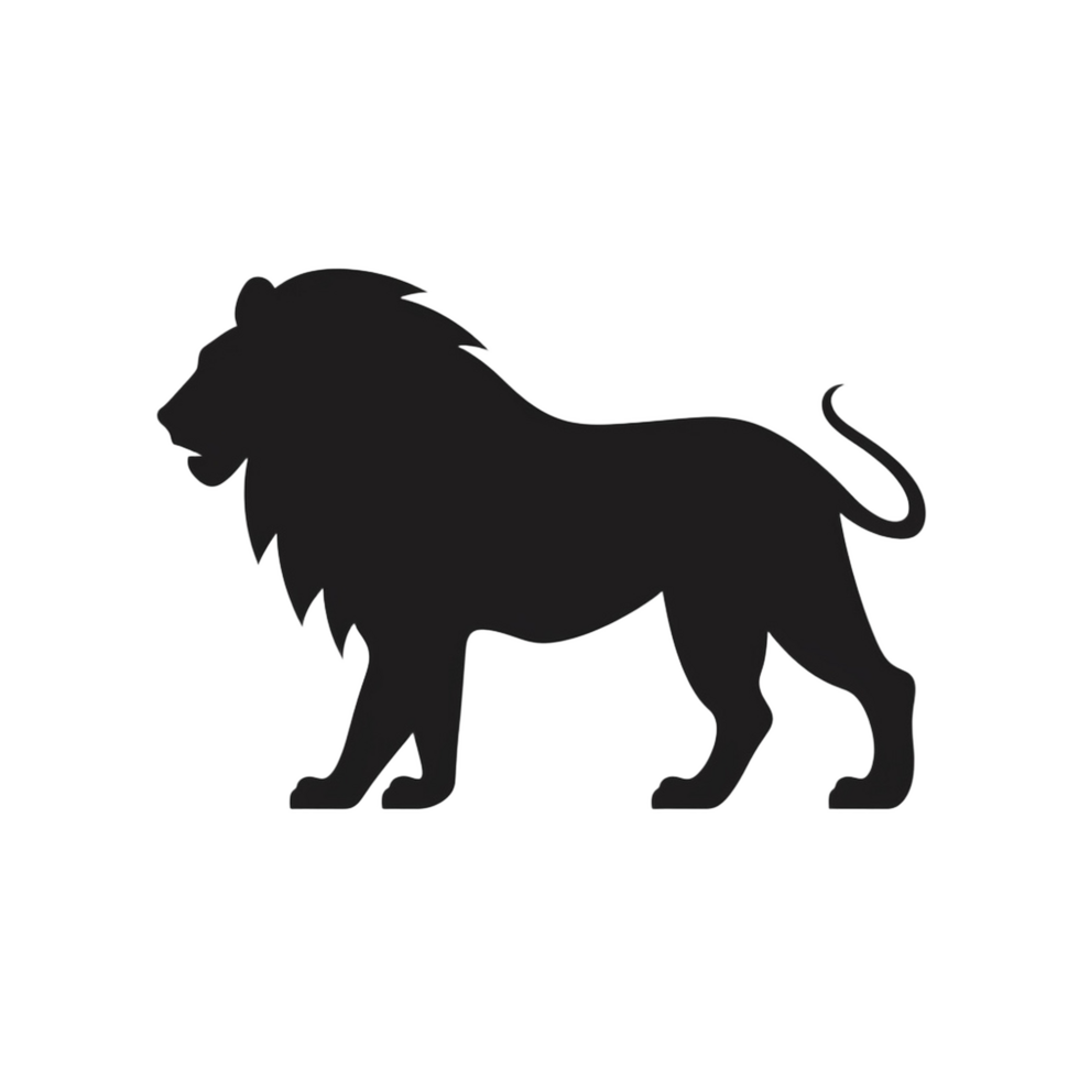 Black Lion Silhouette Standing Against Transparent Background png