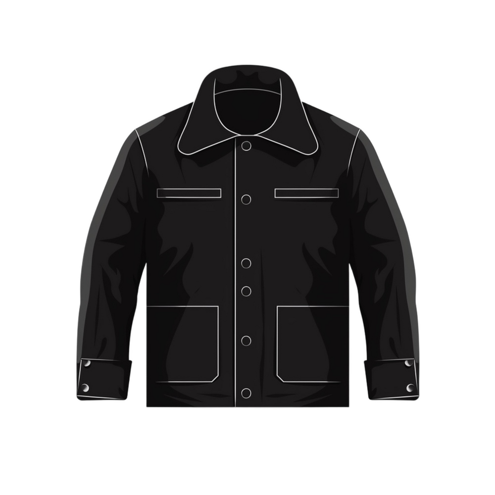 Classic Black Jacket Flat Illustration Style on Transparent Background png