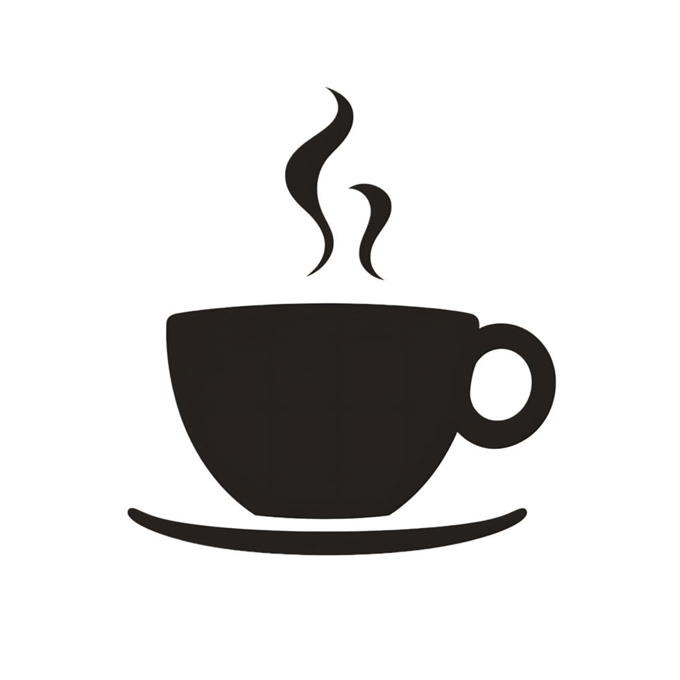 Dark Cup Icon with Vapor on Transparent Background, Minimalist Style png