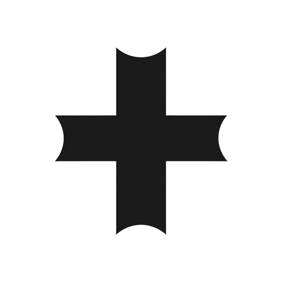 Black Cross Shape Design on Transparent Background with Decorative Edges png