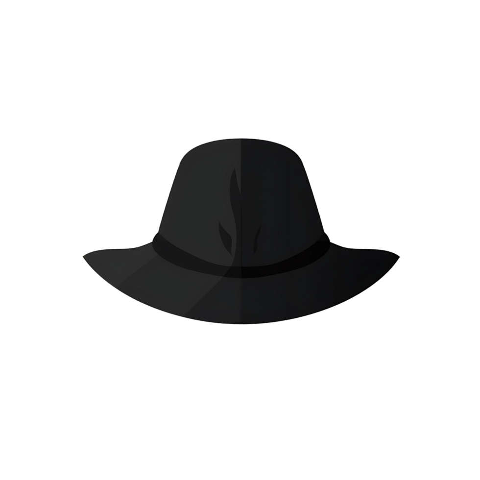 Stylish Black Hat Wide Brim on Transparent Background Minimalist Fashion png
