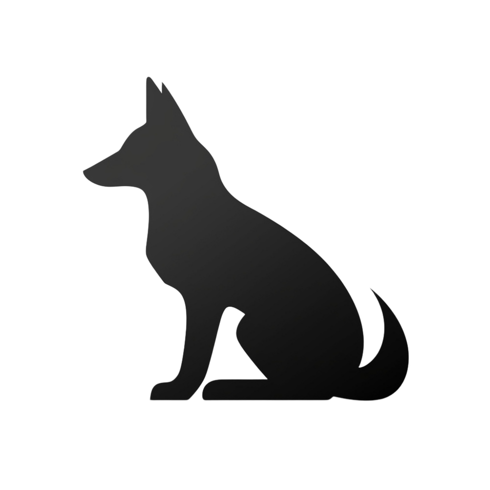 Dark Dog Silhouette Sitting on Transparent Background Modern Style png