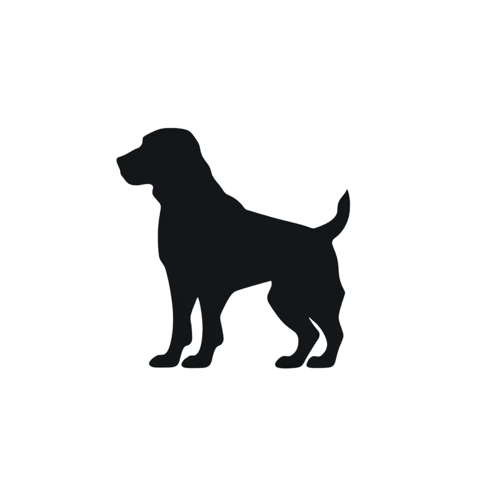 Dark Dog Silhouette Standing on Transparent Background Animal Illustration png