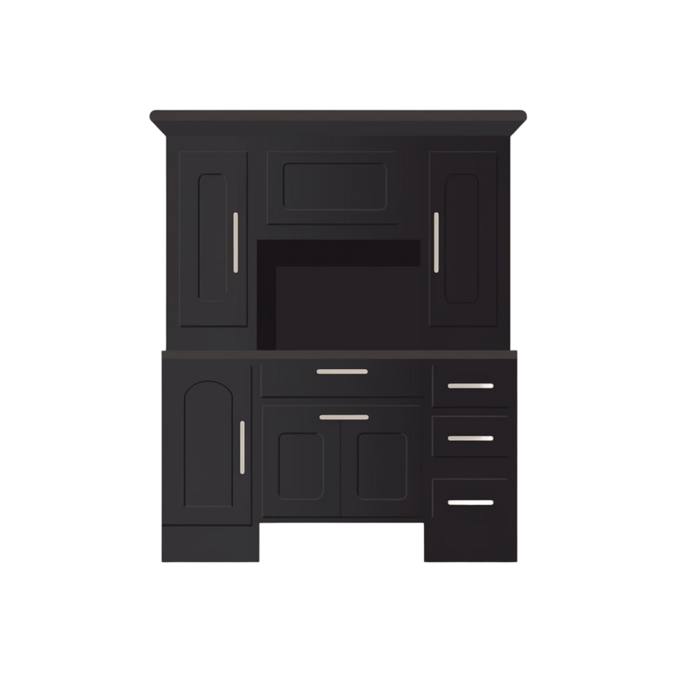 Dark Gray Kitchen Cabinet with Drawers on Transparent Background png