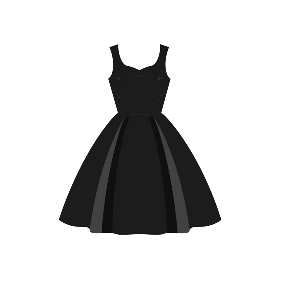 Elegant Black Dress on Transparent Background Simple Fashion Illustration png