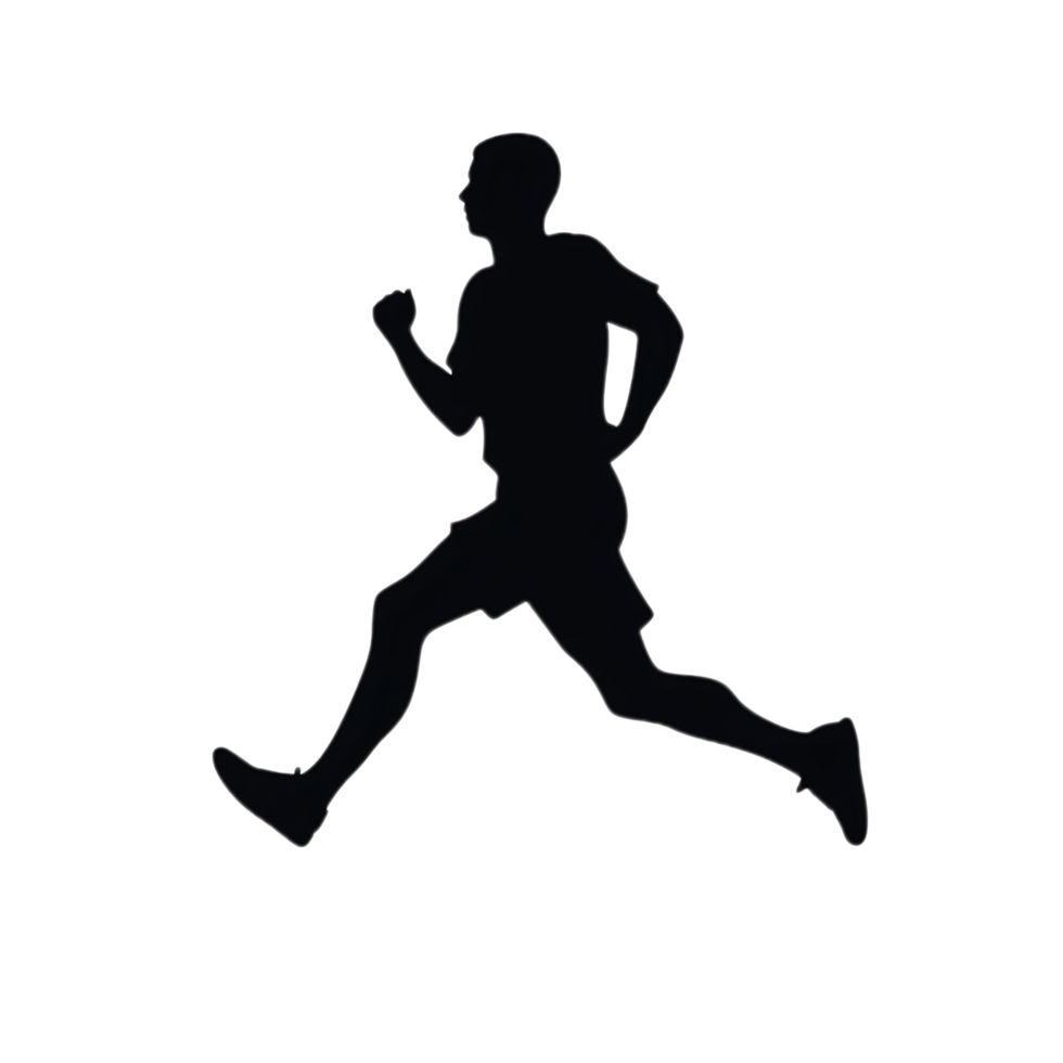 Running Man Silhouette in Black and White Outline Style png