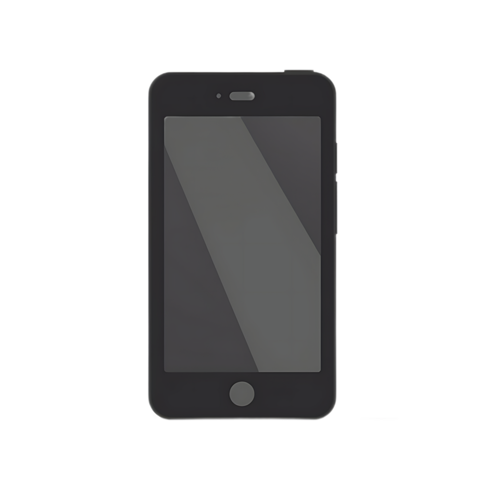 Sleek Black Smartphone with Gray Screen on Isolated Transparent Background png