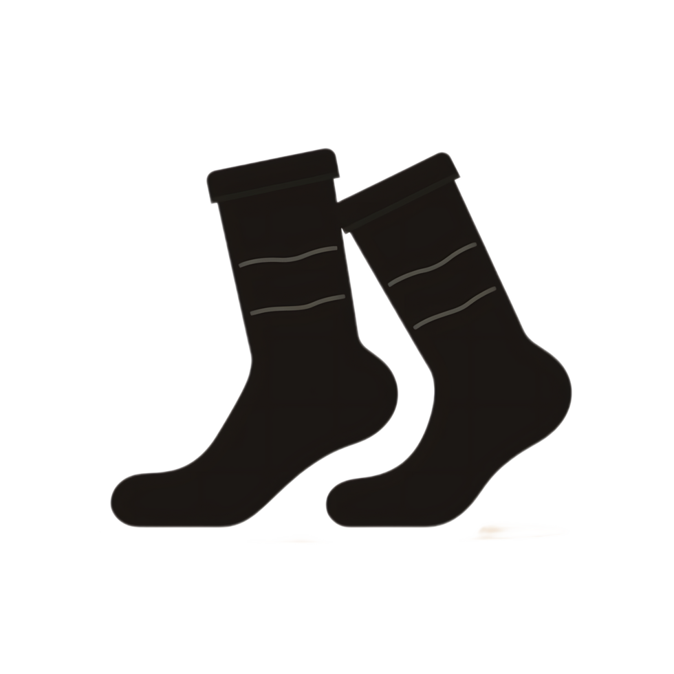 Pair of Black Socks with Stripes on Transparent Background png