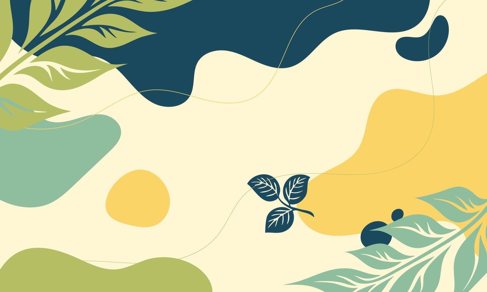 Abstract botanical composition with organic shapes and floral elements vector