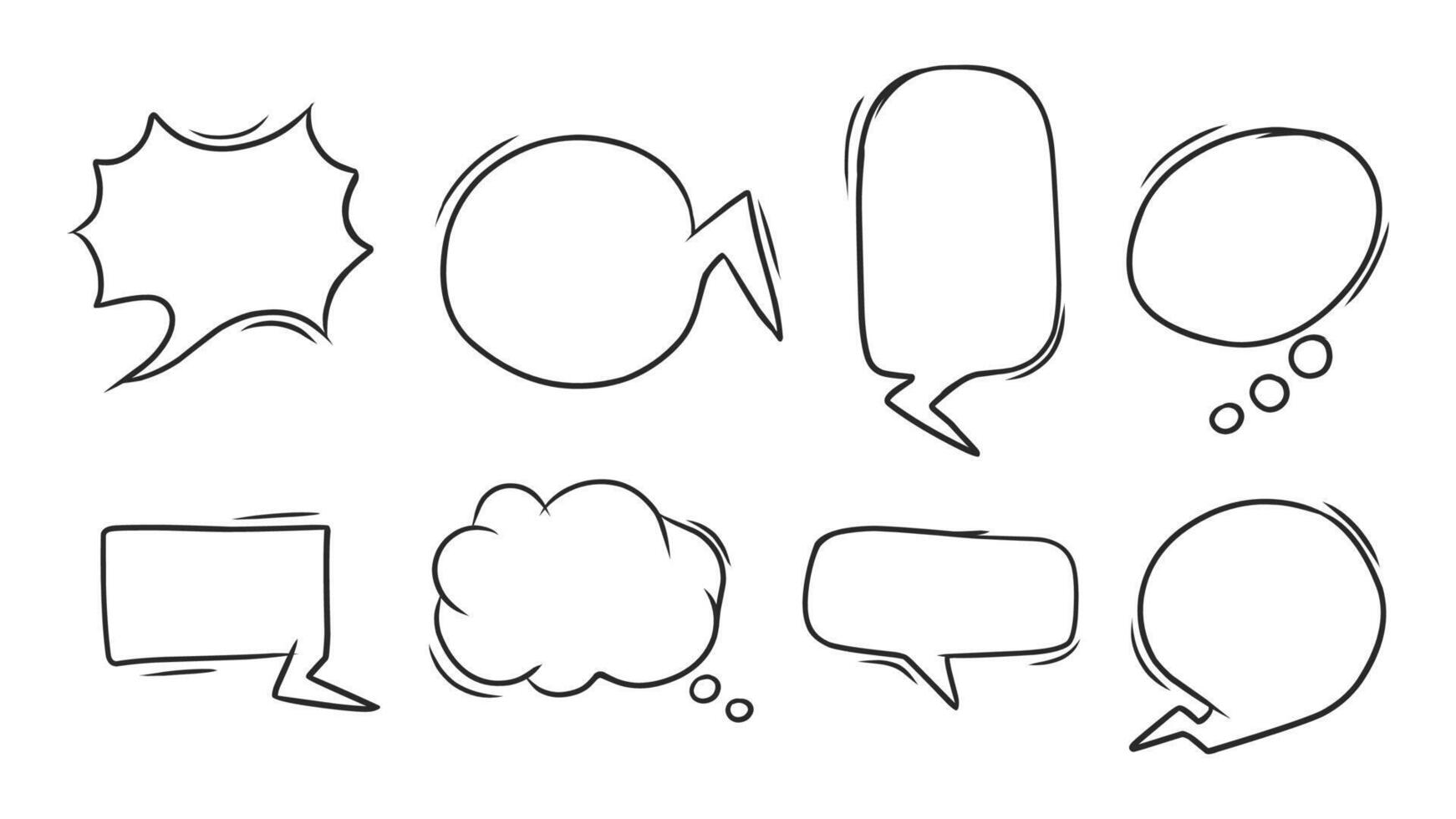 Diverse Hand-Drawn Speech Bubbles and Thought Clouds for Communication and Dialogue Design vector