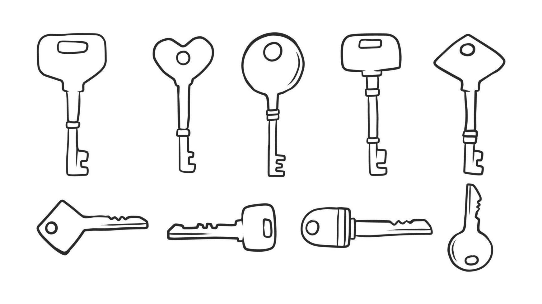 Collection of Hand-Drawn Keys, Representing Access, Security, and Opportunities vector