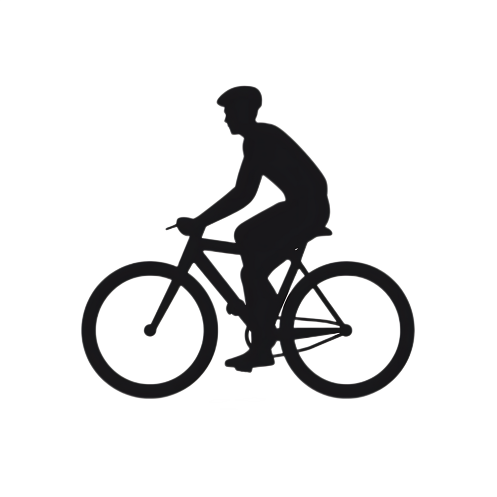 Cyclist Riding Bicycle Silhouette on Transparent Background png