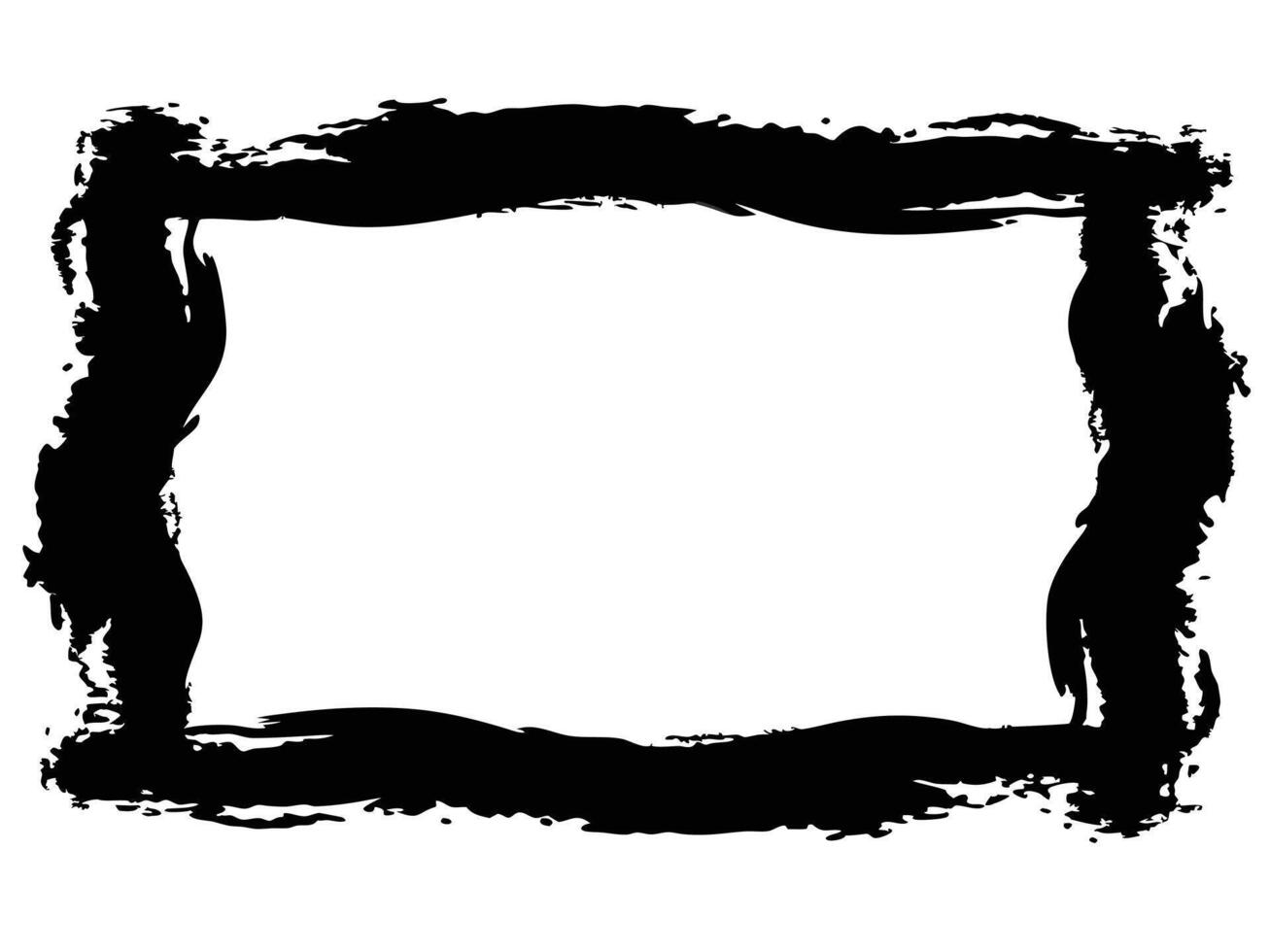 Grunge black ink frame with Japanese calligraphy style brush strokes for text and design vector