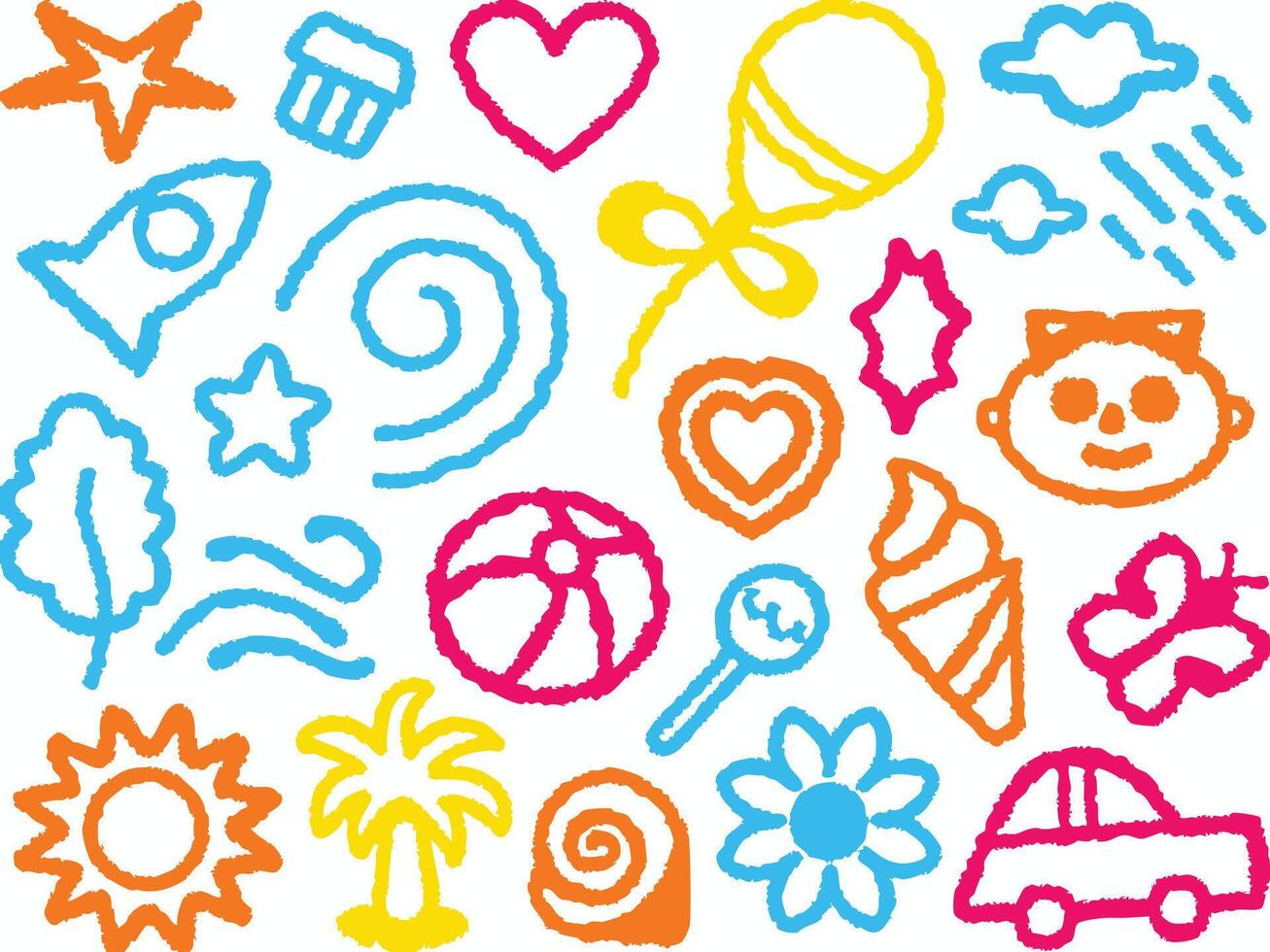 Colorful Hand-Drawn Doodle Collection for Fun Projects vector