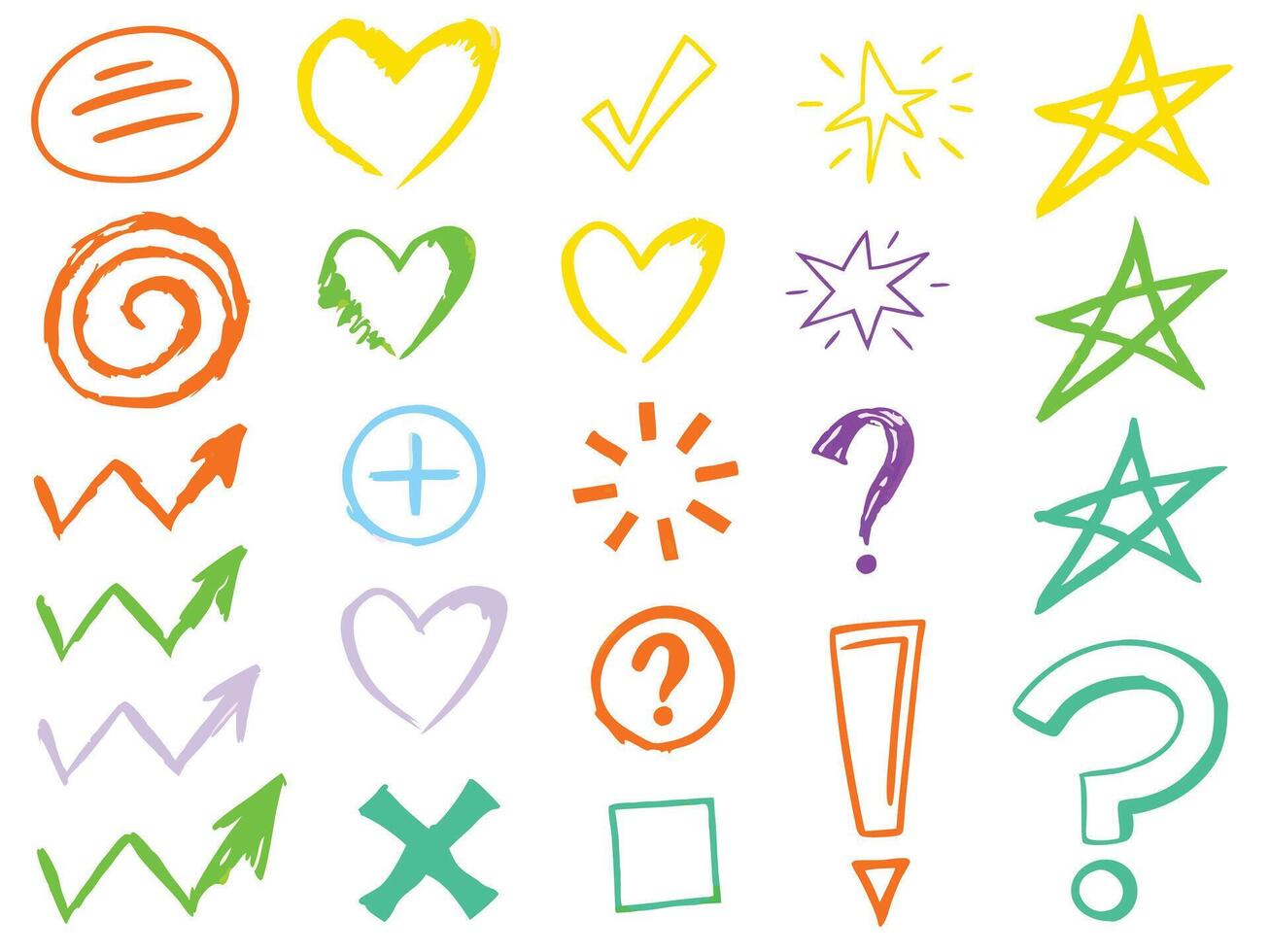 Collection of Hand-Drawn Doodle Symbols and Shapes vector