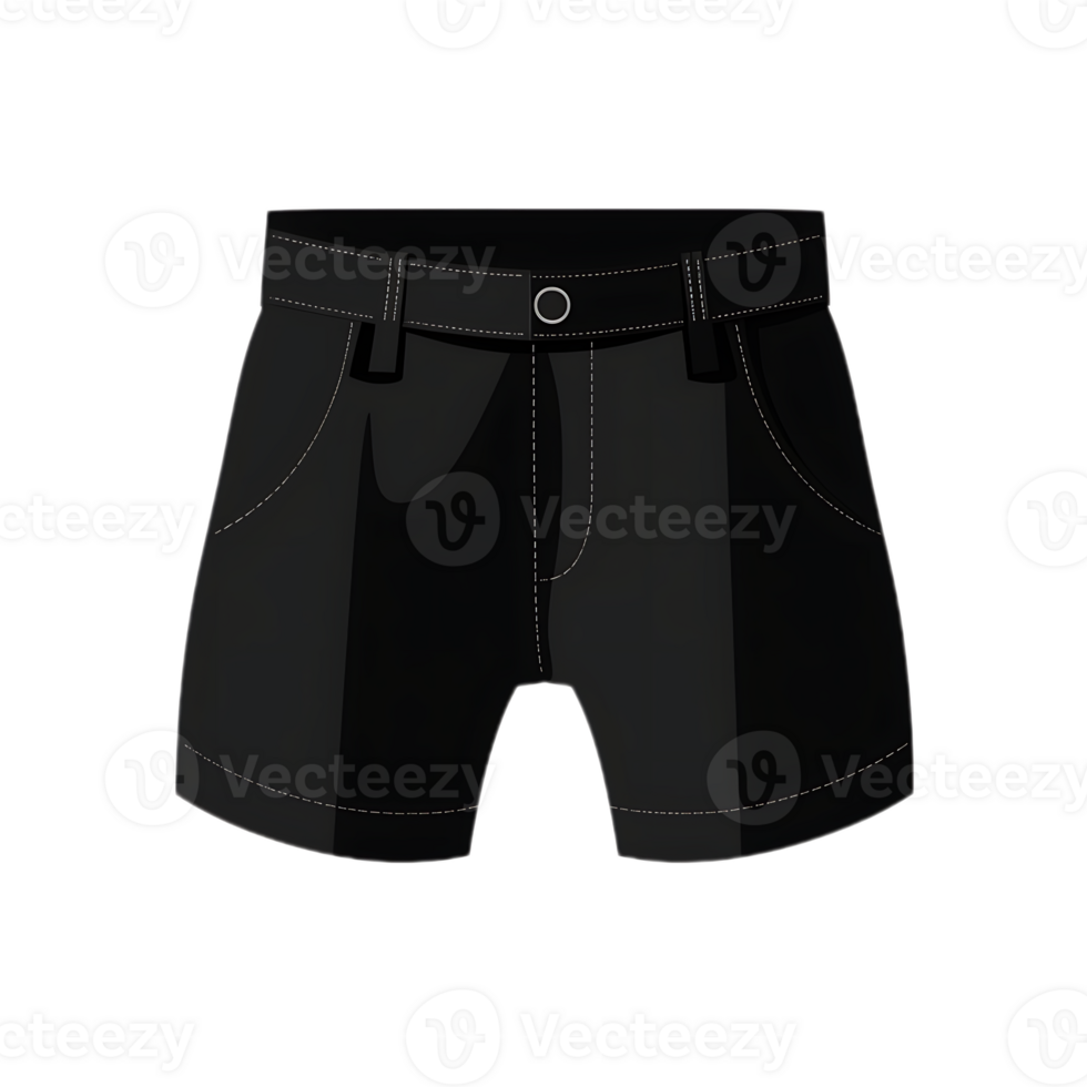 Stylish Black Shorts with White Stitching and Button Detailing Fashion Apparel. png