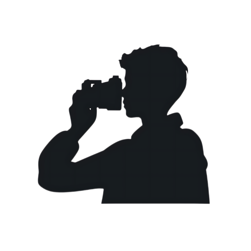 Silhouette of Photographer Holding Camera against Transparent Background png