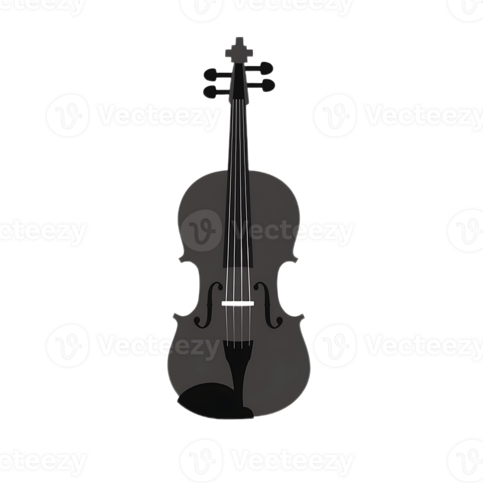 Sleek Black Violin with Four Tuning Pegs and FHoles. png