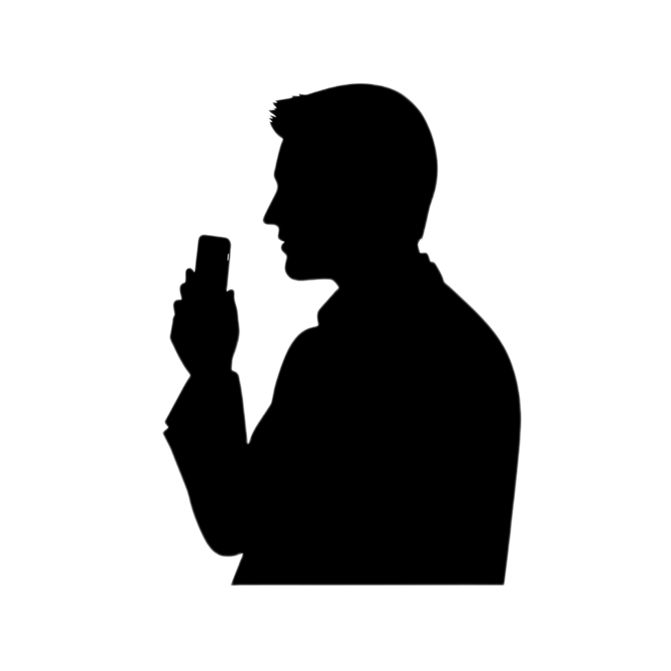 Silhouetted Man Using Mobile Phone on Transparent Background png
