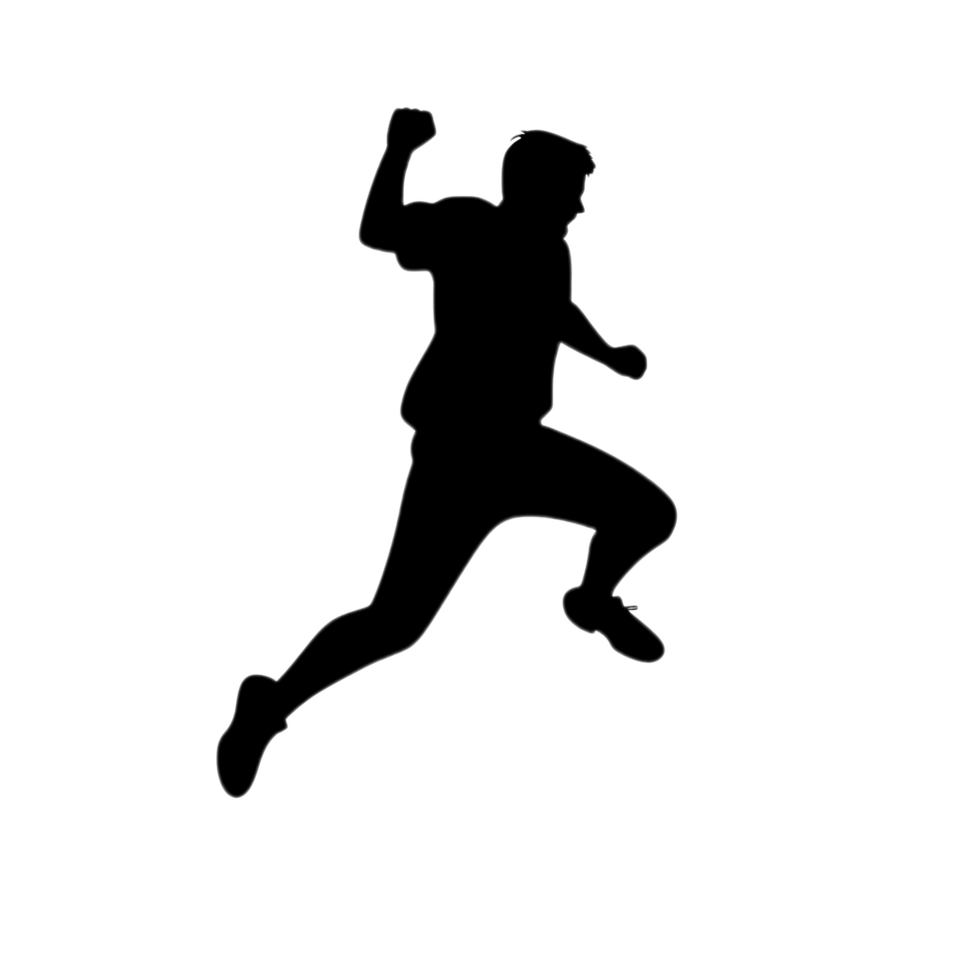 White Silhouette of Figure Jumping in Black Minimalist Style png