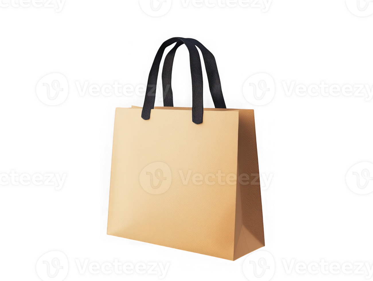 Isolated tan shopping bag with dark handles png