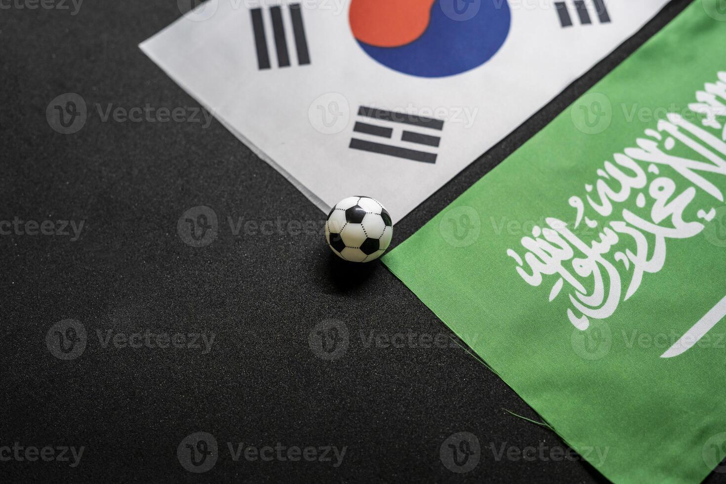 South Korea vs Saudi Arabia, Football match with national flags photo