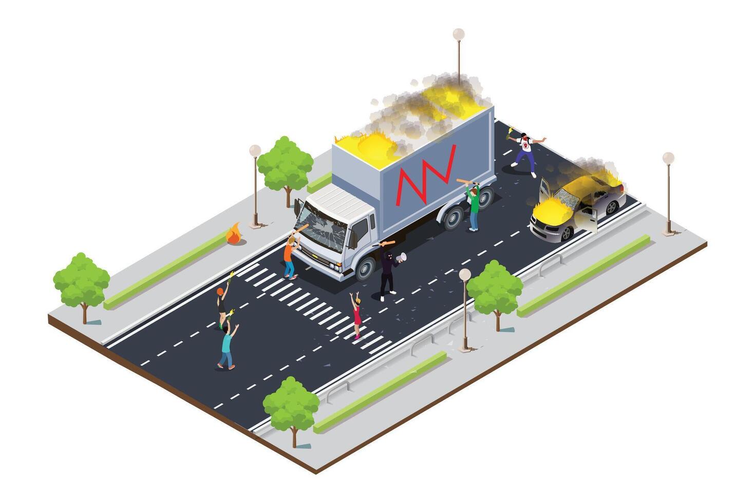 Illustration of a traffic incident vector
