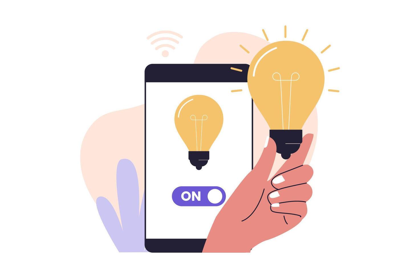 Smart Light Control Using Mobile App vector