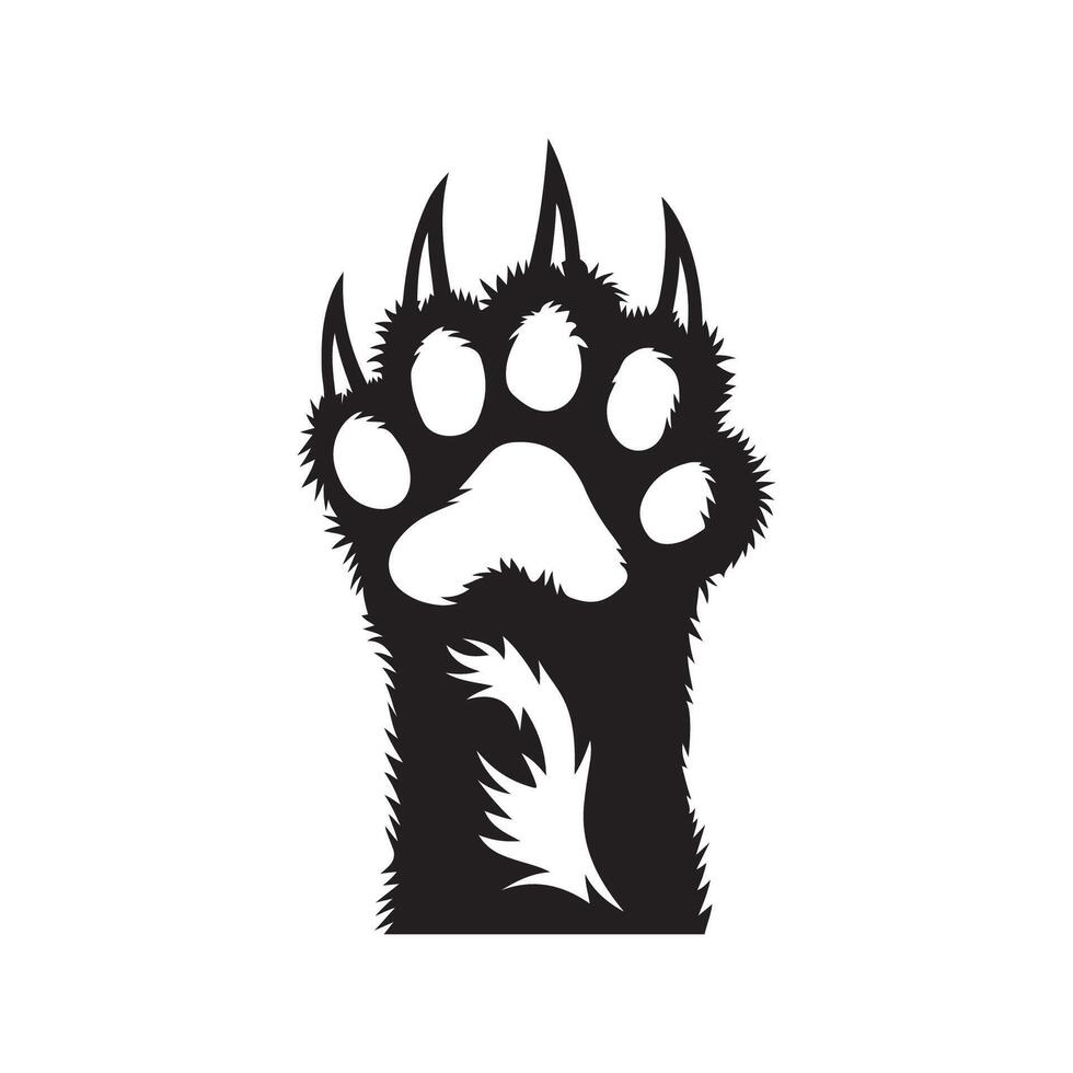 Cat Paw Print Silhouette with Sharp Claws vector