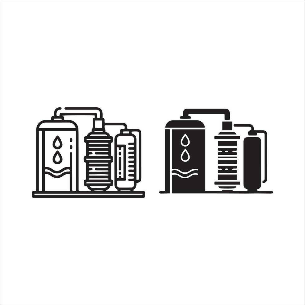 Modern water filtration system with multiple stages and storage tanks vector
