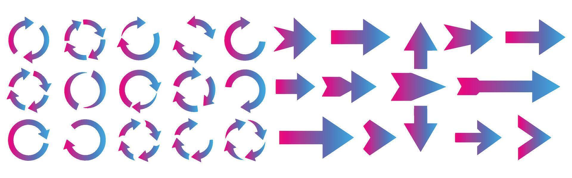 Collection of colorful arrows and circular arrows for design and ui elements vector