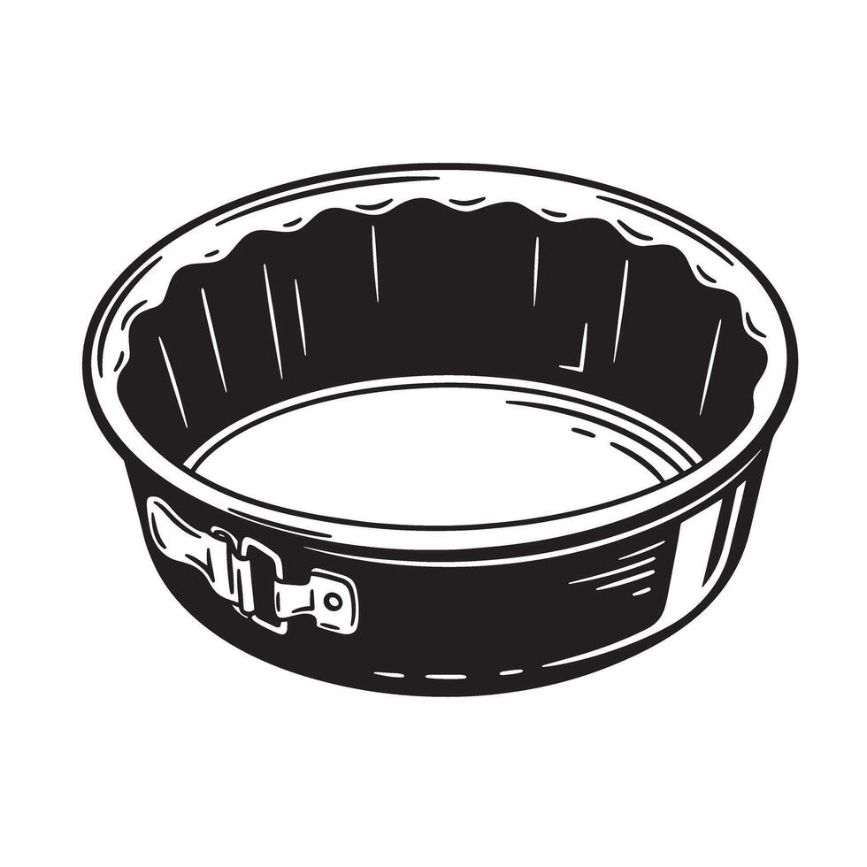 Springform pan with latch and fluted edge baking cake mold vector