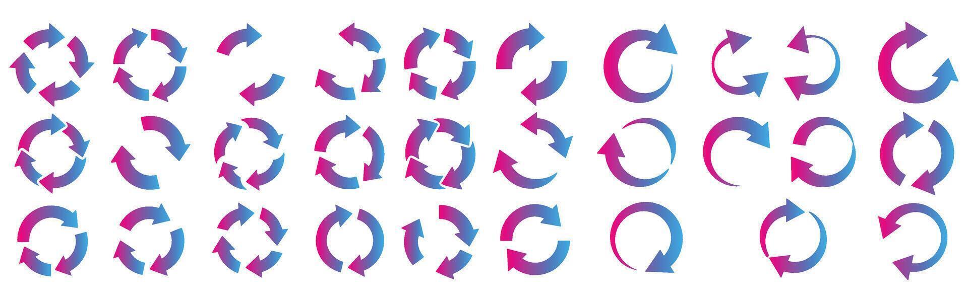 Collection of various blue and pink gradient circular arrows for design and infographics vector